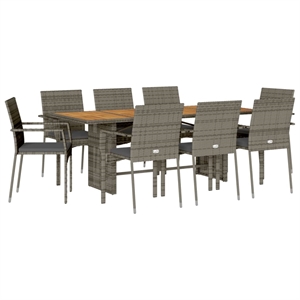 vidaXL Rattan Garden Dining Set in Gray