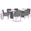 vidaXL 7 Piece Rattan Garden Dining Set with Cushions in Black/Cream White
