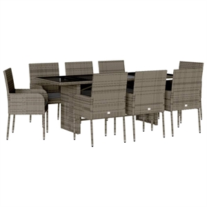 vidaXL 9 Piece Poly Rattan Garden Dining Set in Dark Gray