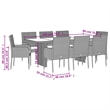 vidaXL 9 Piece Poly Rattan Garden Dining Set in Black/Cream White