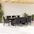 vidaXL 9 Piece Poly Rattan Garden Dining Set in Black/Cream White