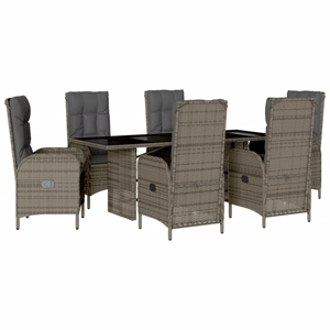 vidaXL 7 Piece Poly Rattan Garden Dining Set in Anthracite