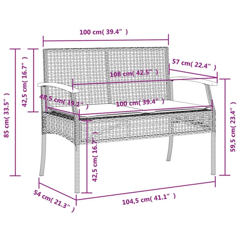 vidaXL 5 Piece Steel Garden Dining Set in Brown