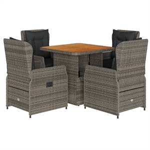 vidaXL 5 Piece Poly Rattan Garden Dining Set in Gray/Brown