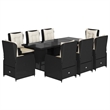 vidaXL 9 Piece Poly Rattan Garden Dining Set in Black/Cream White