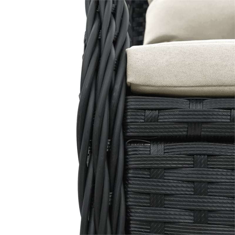 vidaXL 9 Piece Poly Rattan Garden Dining Set in Black/Cream White