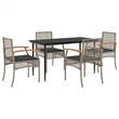 vidaXL 5 Piece Poly Rattan Garden Dining Set in Black/Dark Gray