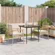 vidaXL 3 Piece Rattan Garden Dining Set in Black/Cream White