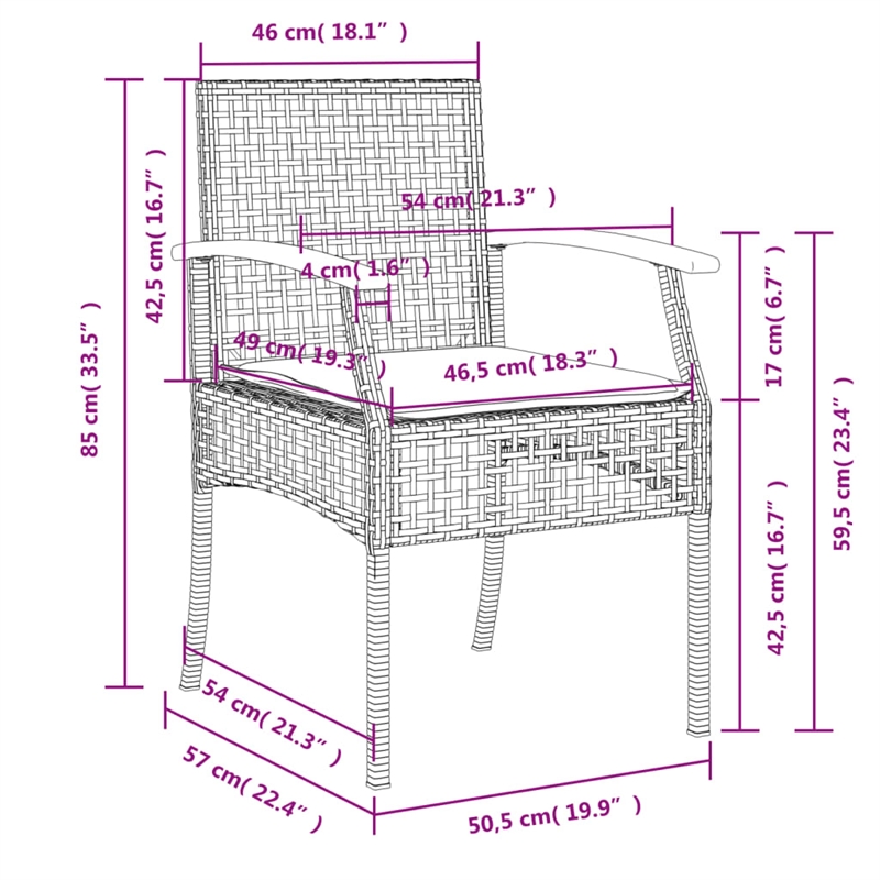 vidaXL 5 Piece Steel Patio Dining Set in Black