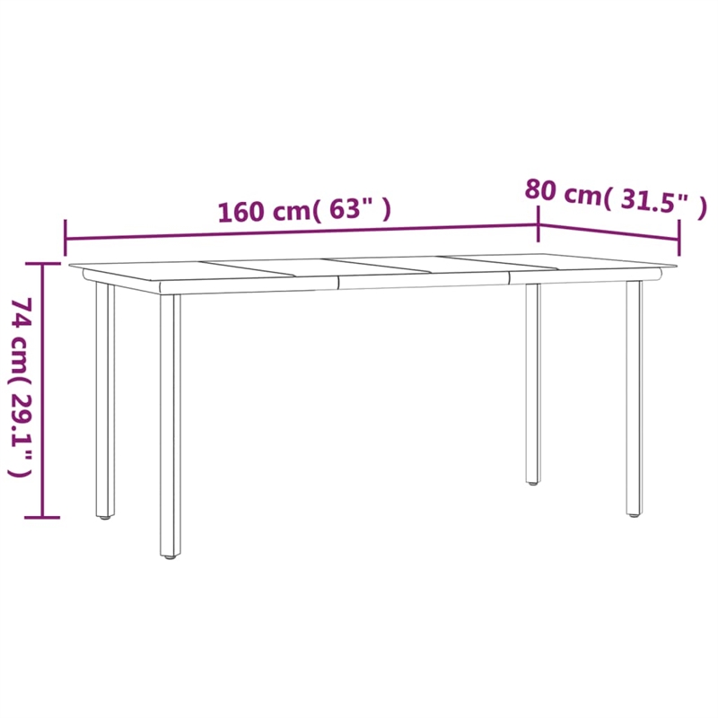 vidaXL 5 Piece Steel Patio Dining Set in Black
