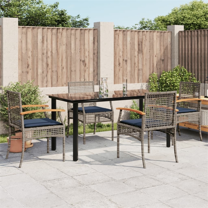 vidaXL 5 Piece Steel Patio Dining Set in Black
