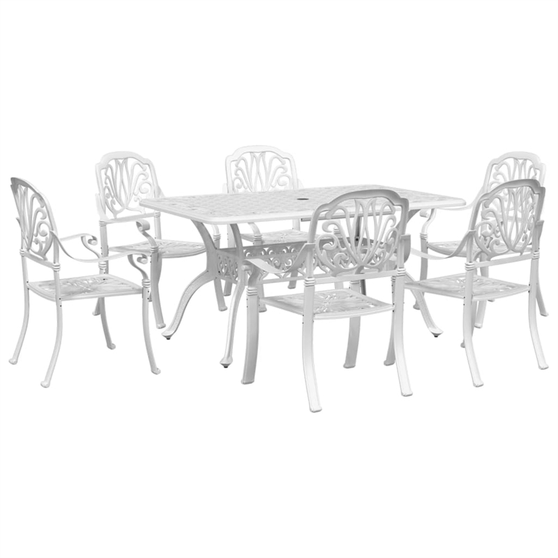 vidaXL 7 Piece Garden Dining Set in White
