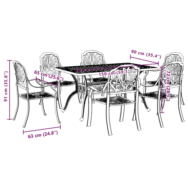 vidaXL 7 Piece Garden Dining Set in White
