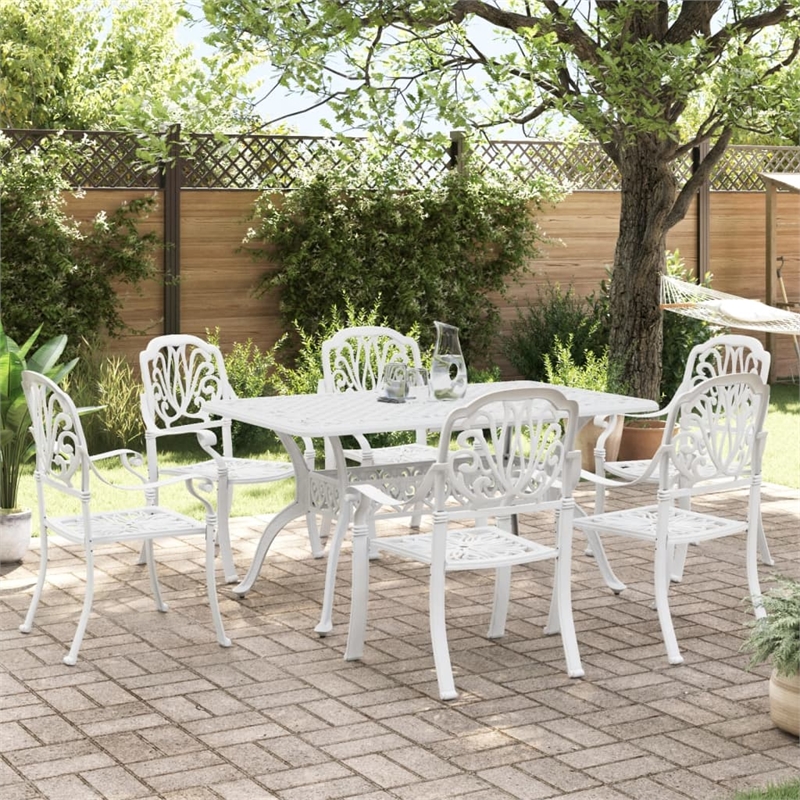 vidaXL 7 Piece Garden Dining Set in White