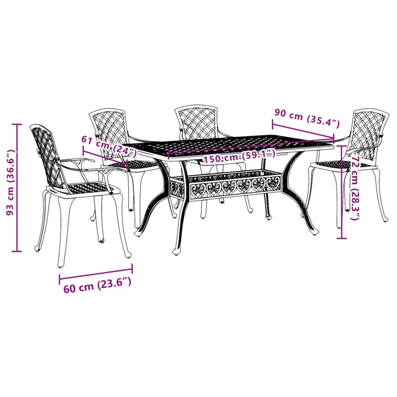 vidaXL 5 Piece Garden Dining Set in White