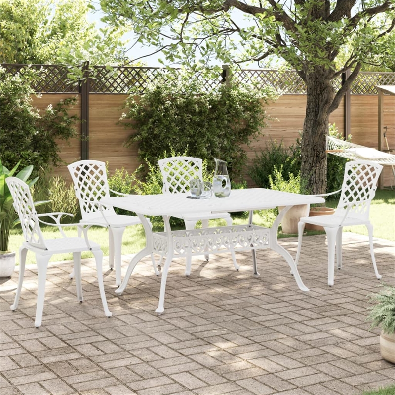 vidaXL 5 Piece Garden Dining Set in White