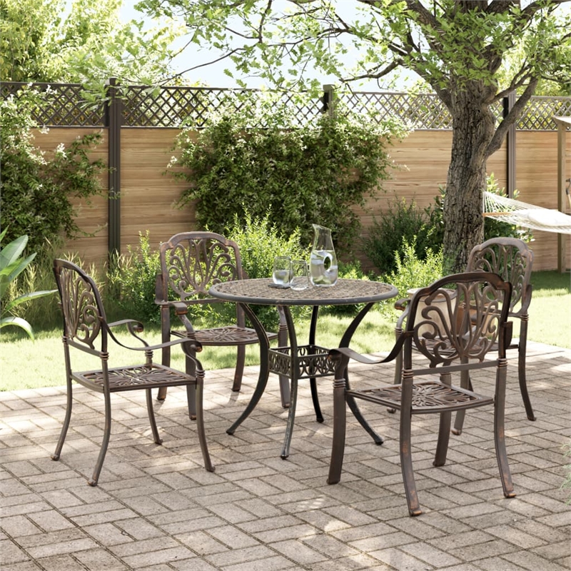 vidaXL 5 Piece Garden Dining Set in Bronze