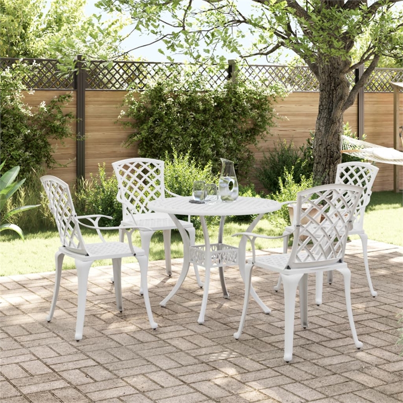 vidaXL 5 Piece Garden Dining Set in White
