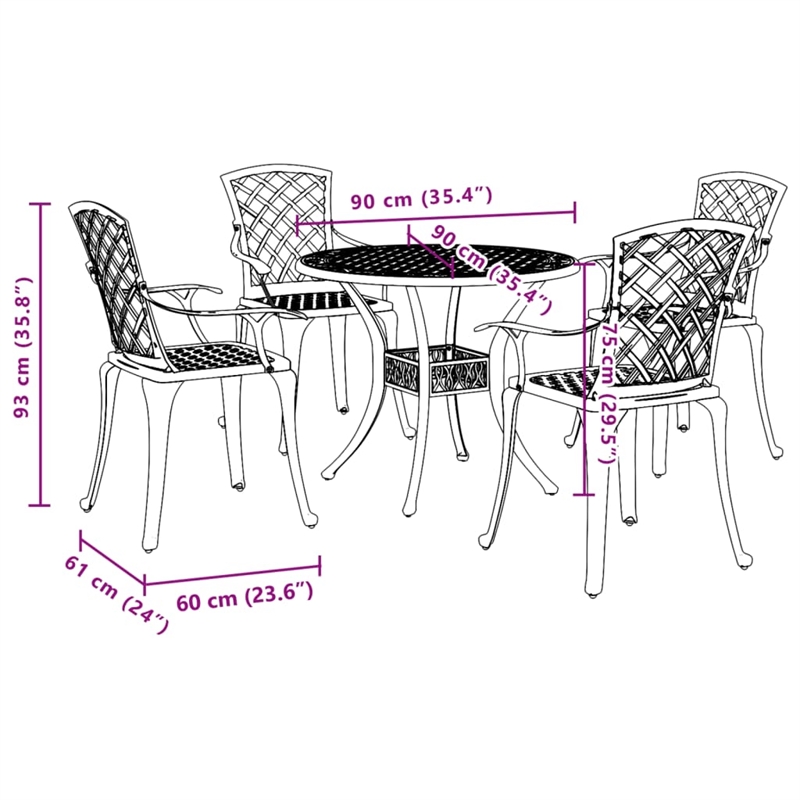 vidaXL 5 Piece Garden Dining Set in White