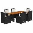vidaXL 7 Piece Poly Rattan Garden Dining Set in Black/Cream White