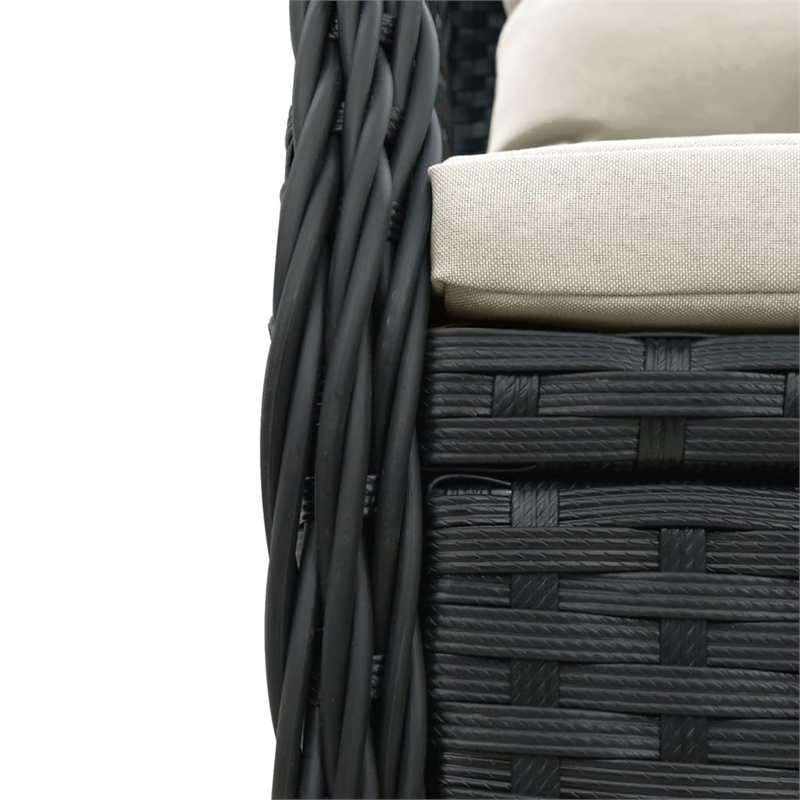 vidaXL 7 Piece Poly Rattan Garden Dining Set in Black/Cream White