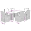 vidaXL 7 Piece Poly Rattan Garden Dining Set in Black/Cream White