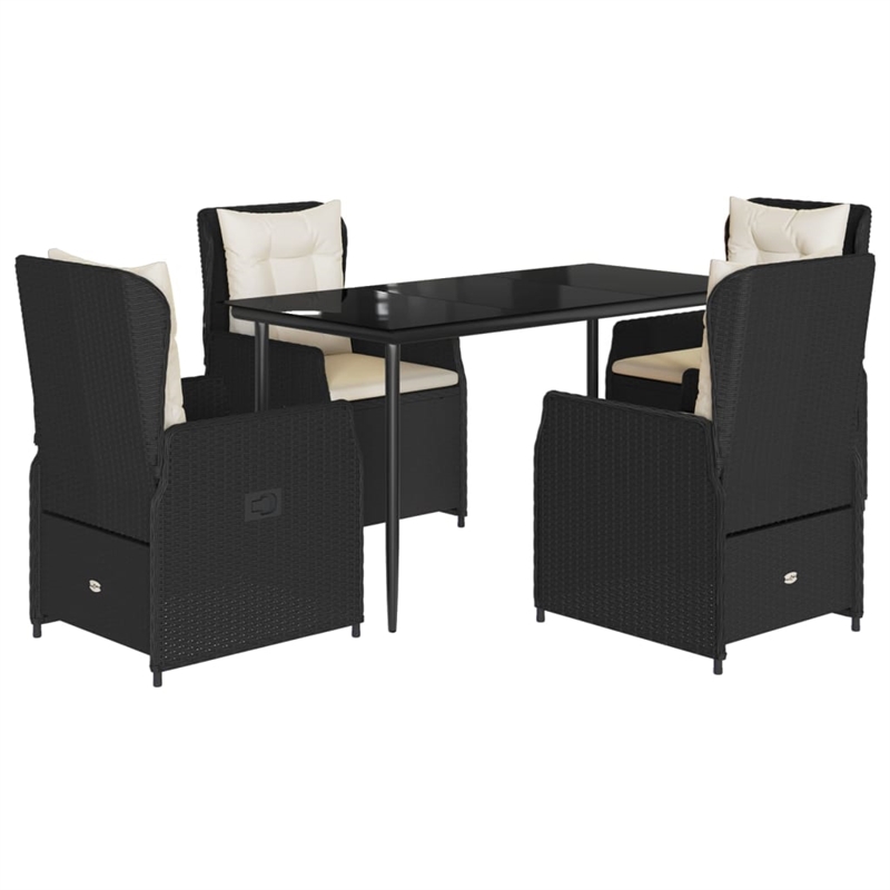 vidaXL 5 Piece Rattan Garden Dining Set in Black