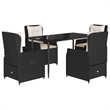 vidaXL 5 Piece Rattan Garden Dining Set in Black