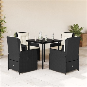 vidaXL Poly Rattan Garden Dining Set in Black/Cream White