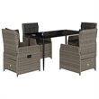 vidaXL 5 Piece Poly Rattan Garden Dining Set in Black/Dark Gray