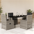 vidaXL 5 Piece Poly Rattan Garden Dining Set in Black/Dark Gray