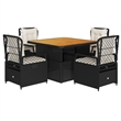 vidaXL 5 Piece Rattan Garden Dining Set in Black/Cream White