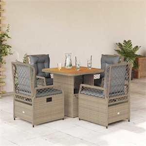vidaXL 5 Piece Poly Rattan Patio Dining Set in Brown