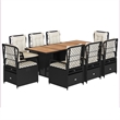 vidaXL 9 Piece Poly Rattan Garden Dining Set in Black/Cream White