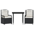 vidaXL 3 Piece Poly Rattan Garden Dining Set in Black