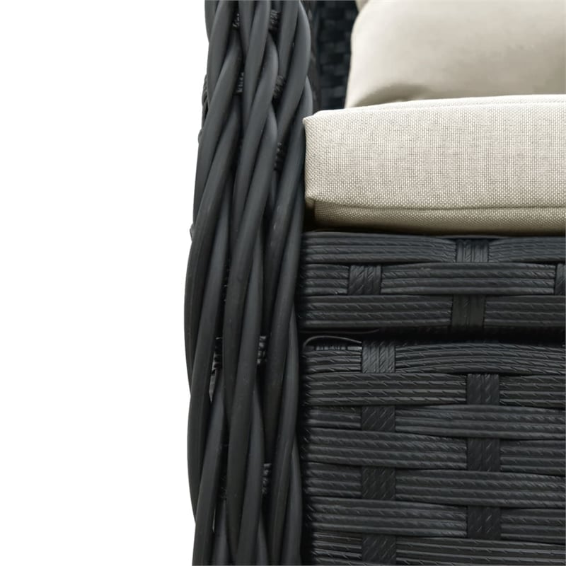 vidaXL 3 Piece Poly Rattan Garden Dining Set in Black