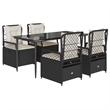 vidaXL 5 Piece Rattan Garden Dining Set in Black/Cream White