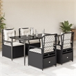 vidaXL 5 Piece Rattan Garden Dining Set in Black/Cream White