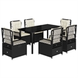 vidaXL 7 Piece Rattan Garden Dining Set in Black/Cream White