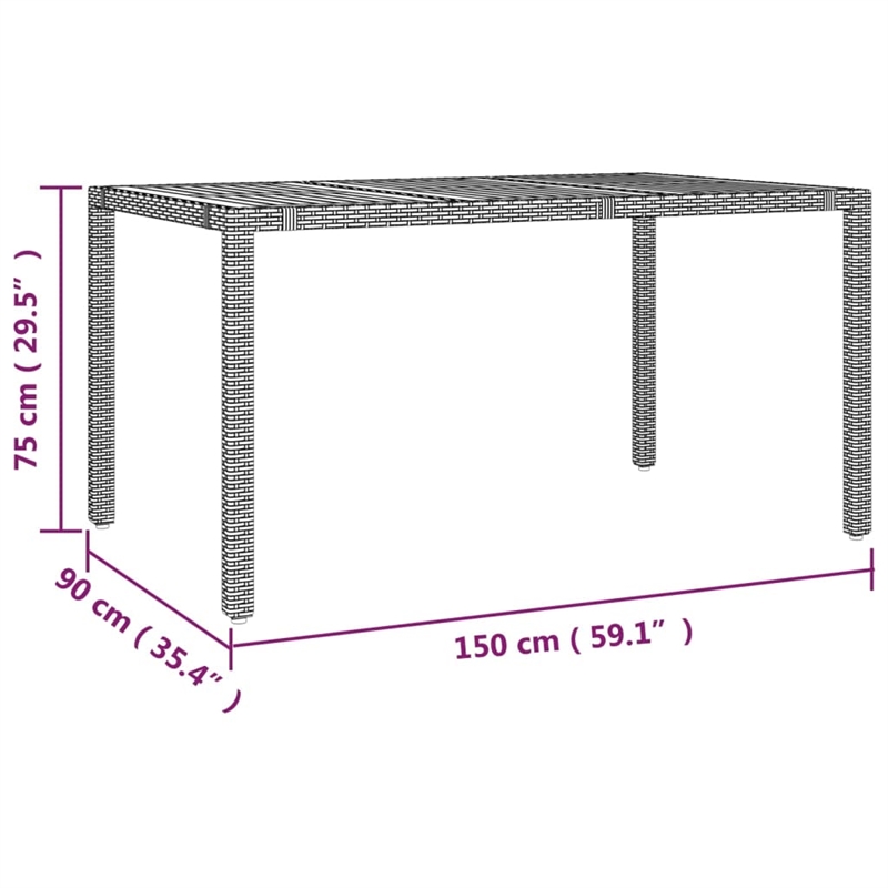 vidaXL 7 Piece Poly Rattan Garden Dining Set in Black/Cream White