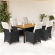 vidaXL 7 Piece Poly Rattan Garden Dining Set in Black/Cream White