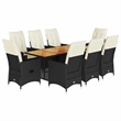 vidaXL 9 Piece Poly Rattan Garden Dining Set in Black/Cream White