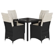 vidaXL 5 Piece Poly Rattan Garden Dining Set in Black/Cream White
