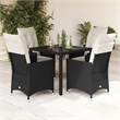 vidaXL 5 Piece Poly Rattan Garden Dining Set in Black/Cream White