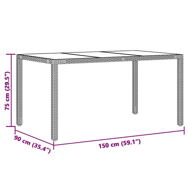 vidaXL 7 Piece Poly Rattan Garden Dining Set in Black