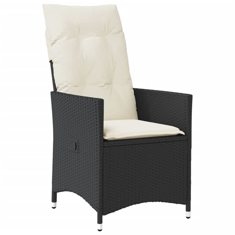 vidaXL 7 Piece Poly Rattan Garden Dining Set in Black