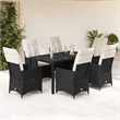 vidaXL 7 Piece Poly Rattan Garden Dining Set in Black