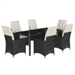 vidaXL 7 Piece Poly Rattan Garden Dining Set in Black/Cream White