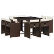vidaXL 9 Piece Poly Rattan Patio Dining Set in Brown/Cream white/Black