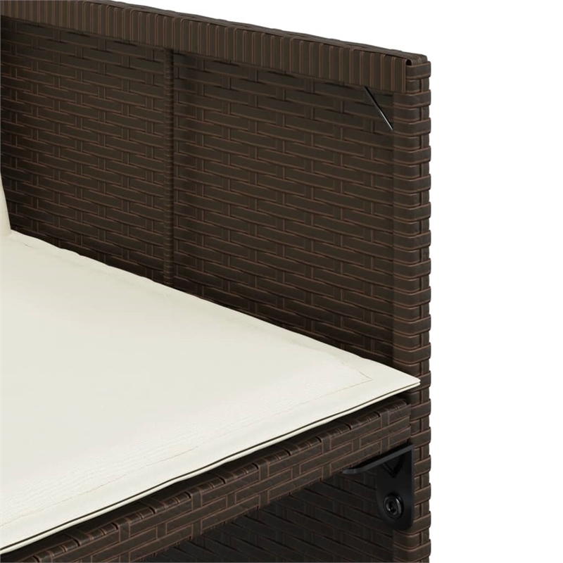 vidaXL 9 Piece Poly Rattan Patio Dining Set in Brown/Cream white/Black